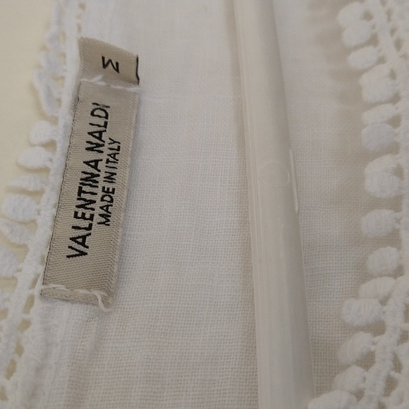 Valentina Naldi white sleeveless Italian linen lace top medium beachy coastal - Picture 2 of 10